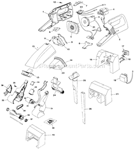 Page A Diagram and Parts List for DB6000 Type 2 Black and Decker Hand Vacuum